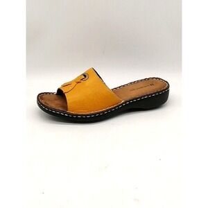 Naturalizer Sandals Womens Callman Orange 7‎ Leather Slide Shoes Flat Comfort